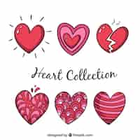 Free vector hand drawn heart collection