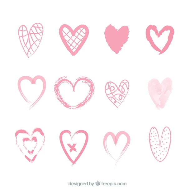 Free vector hand drawn heart collection