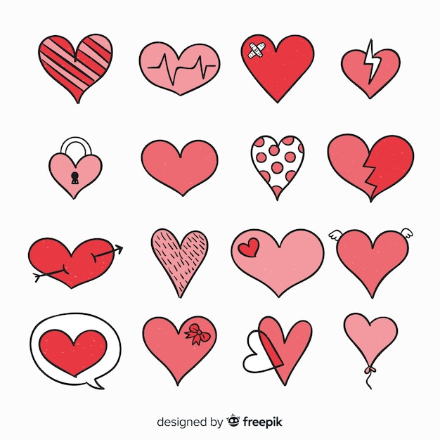 Free vector hand drawn heart collection