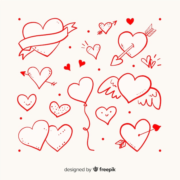 Free vector hand drawn heart collection