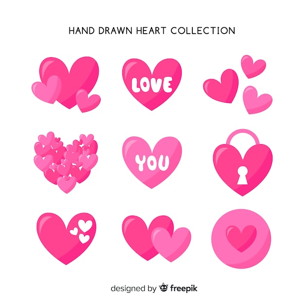 Free vector hand drawn heart collection