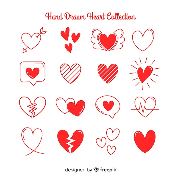 Hand drawn heart collection