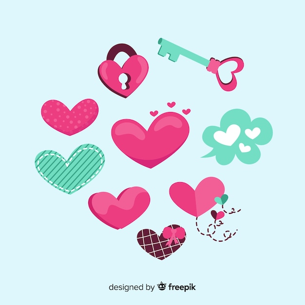 Free vector hand drawn heart collection