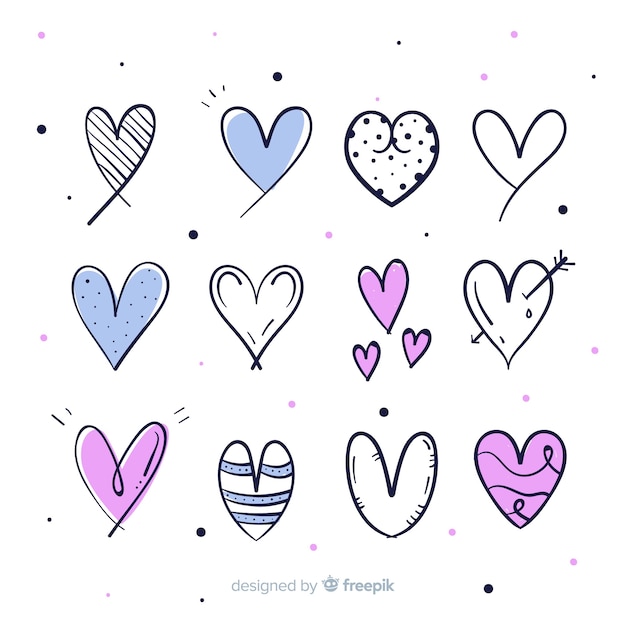 Free vector hand drawn heart collection