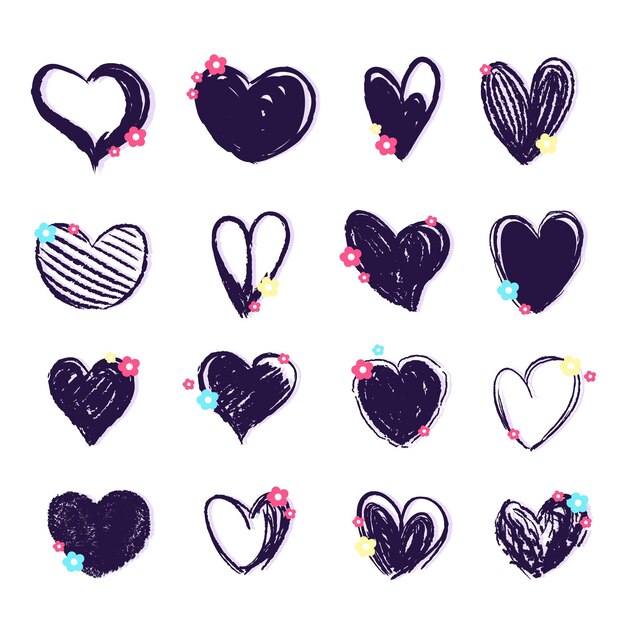 Hand drawn heart collection