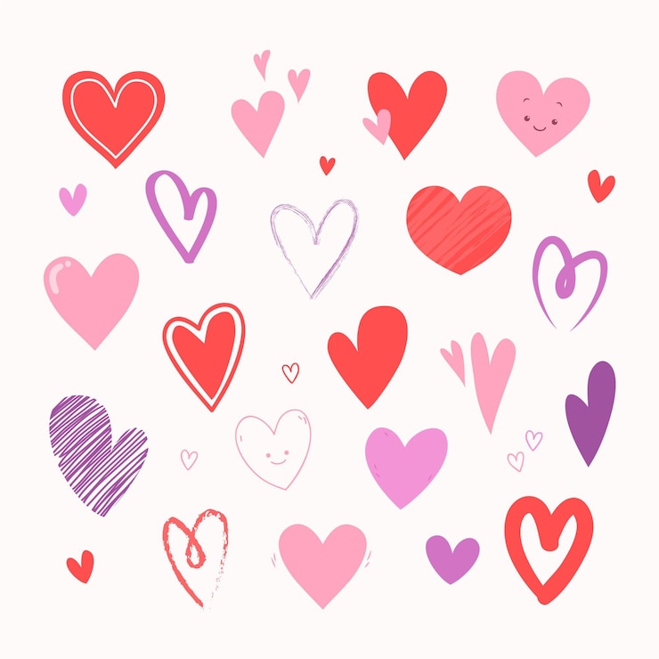 Free Vector hand-drawn heart collection