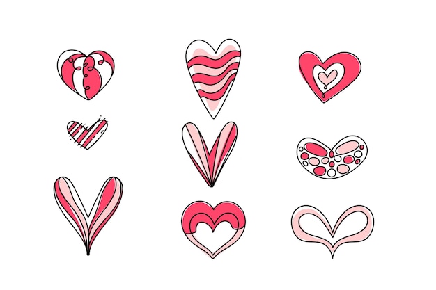 Free vector hand drawn heart collection