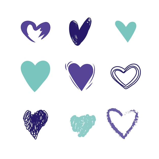 Free vector hand drawn heart collection