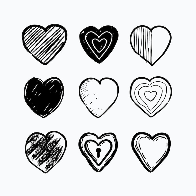 Hand drawn heart collection