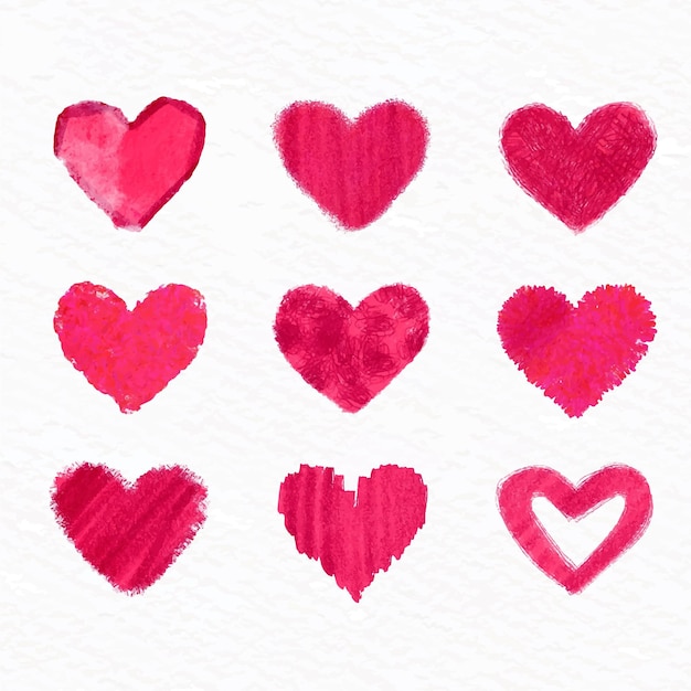 Free vector hand drawn heart collection