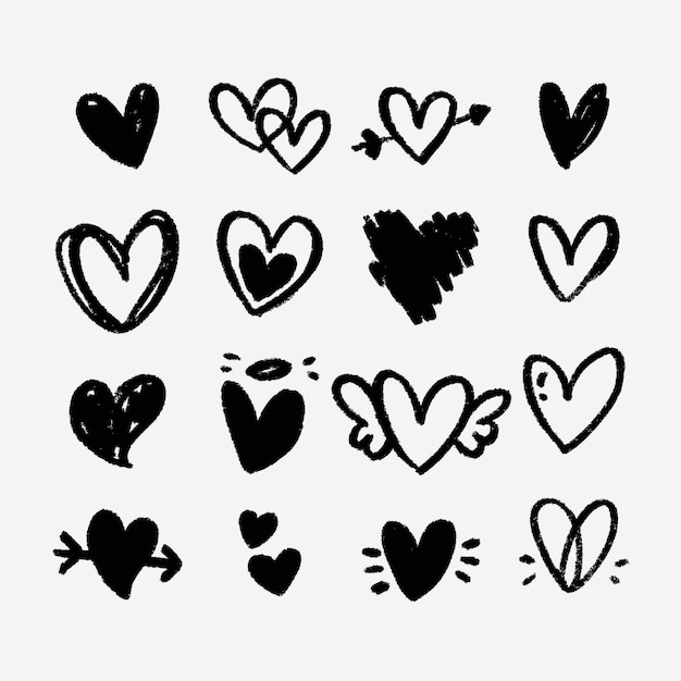 Hand drawn heart collection