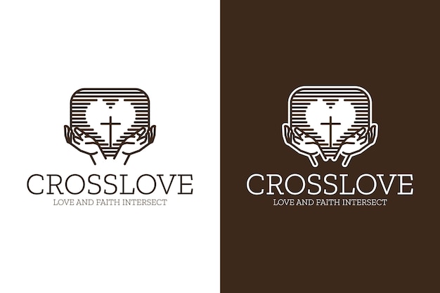 Free vector hand drawn heart and cross logo