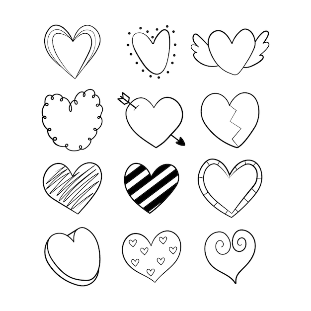 Free vector hand drawn heart doodle illustration