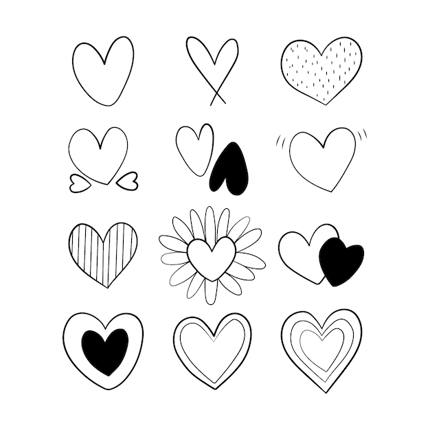 Hand drawn heart doodle illustration
