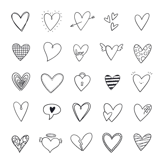 Hand drawn heart  doodle illustration