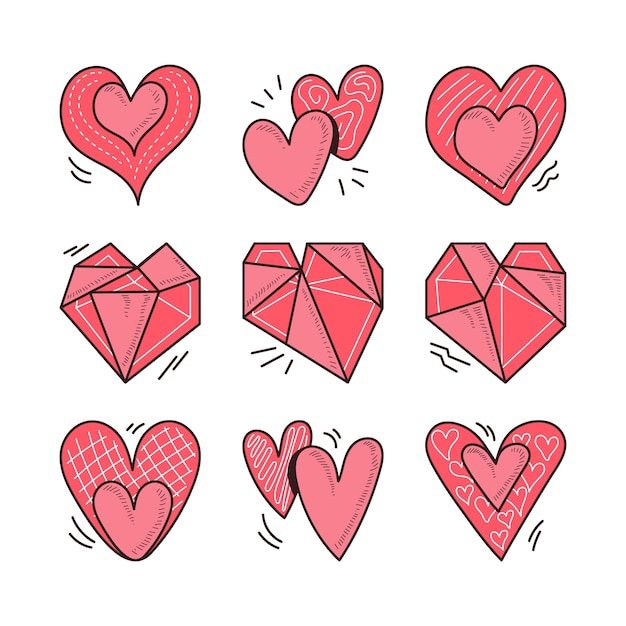 Бесплатное векторное изображение Нарисованная рукой иллюстрация каракули сердца