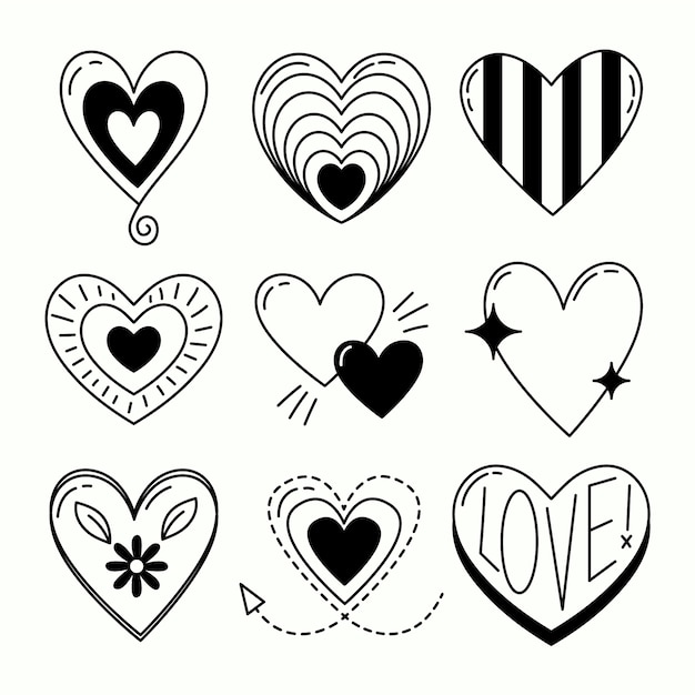 Free vector hand drawn heart  drawing illustration