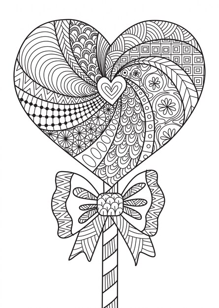 Hand drawn heart lollipop 