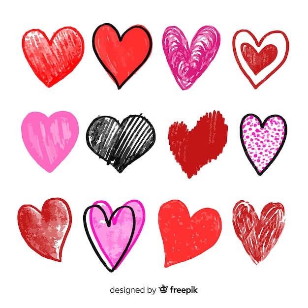 Free vector hand drawn heart pack