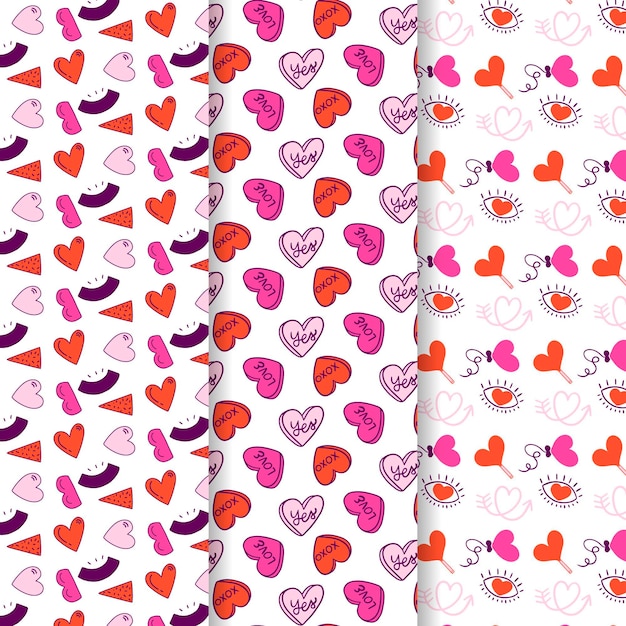 Hand drawn heart pattern collection