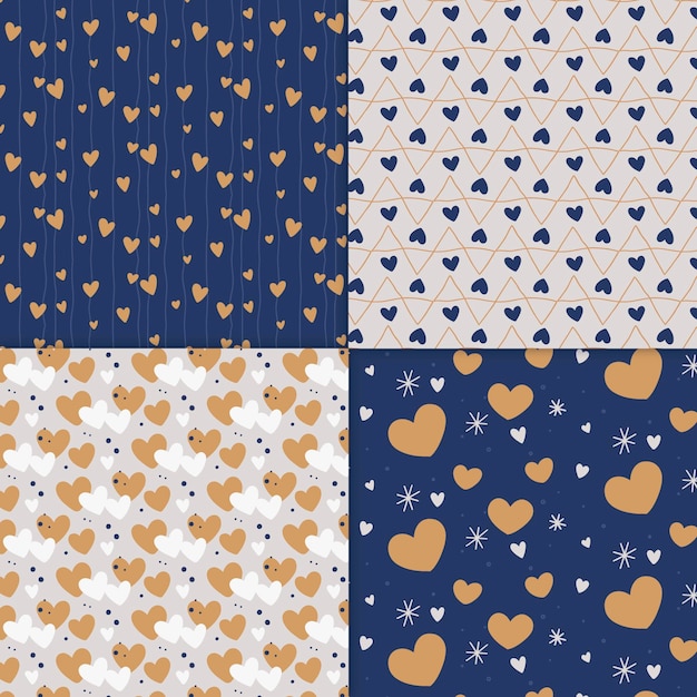 Collezione di pattern cuore disegnato a mano