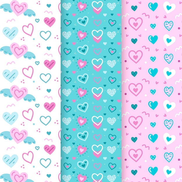 Collezione di pattern cuore disegnato a mano