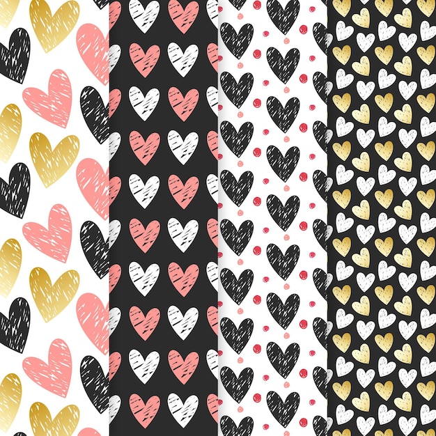 Hand drawn heart pattern collection