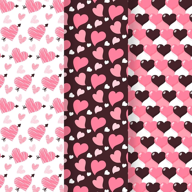 Hand drawn heart pattern collection