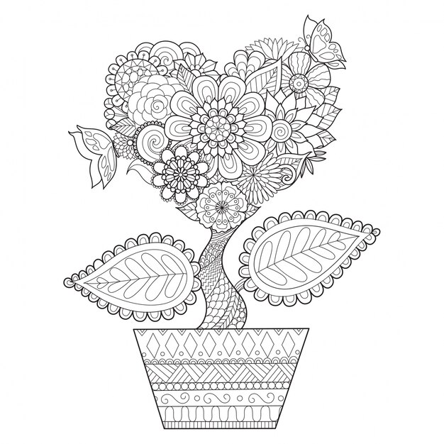 Hand drawn heart plant