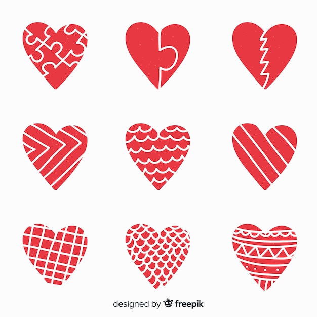 Free vector hand drawn heart set