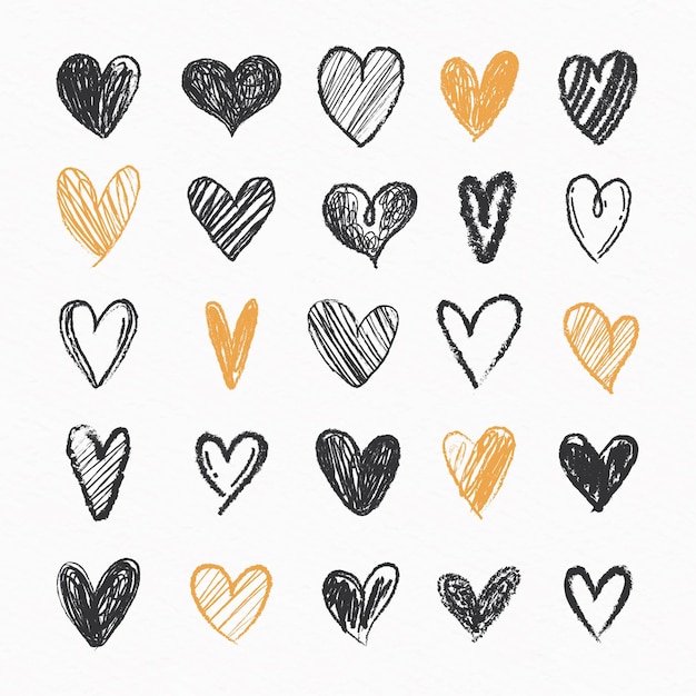 Free vector hand drawn heart set