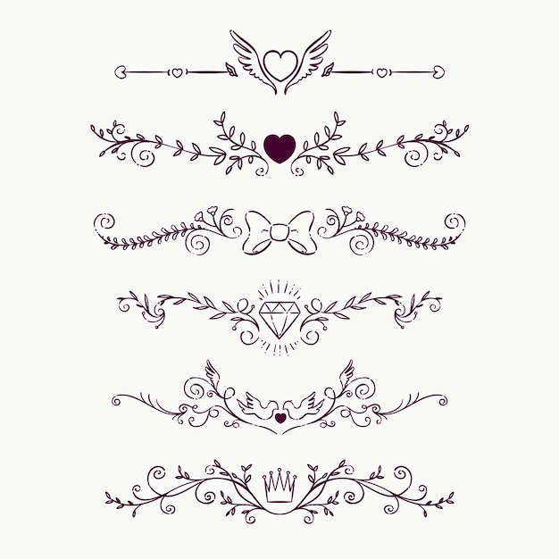 Free vector hand drawn hearts border and frame design