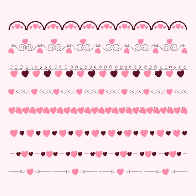 Hand drawn hearts border and frame design