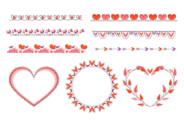 Free vector hand drawn hearts border and frame design