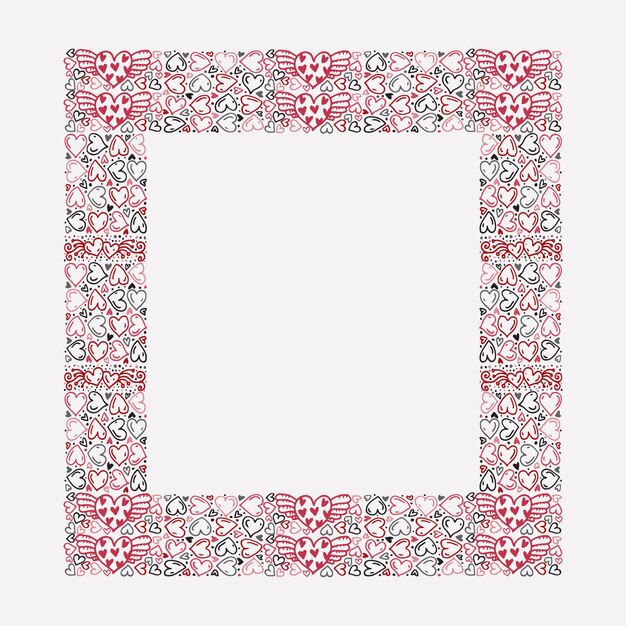 Hand drawn hearts border and frame