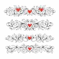 Free vector hand drawn hearts border and frame