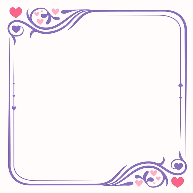 Hand drawn hearts border and frame