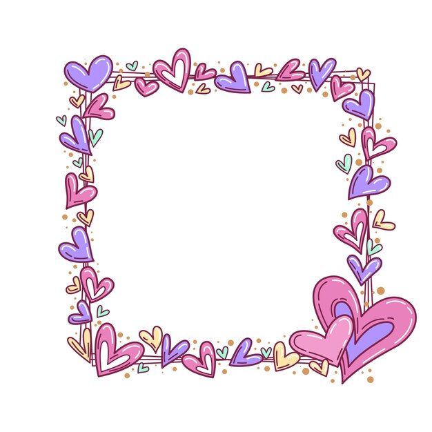 Hand drawn hearts border or frame