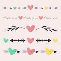 Free vector hand drawn hearts border set