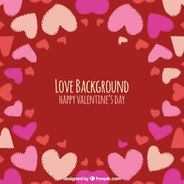 Free vector hand drawn hearts valentine background