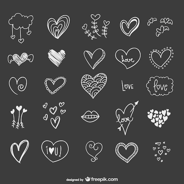 Free vector hand drawn hearts