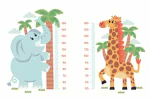 Free vector hand drawn height meter collection