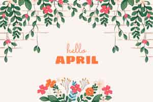 Free vector hand drawn hello april banner and background