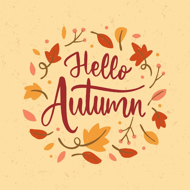 Free vector hand drawn hello autumn lettering