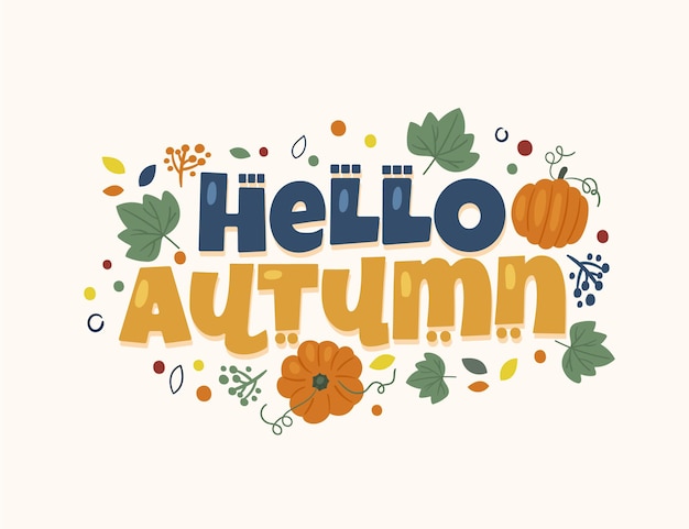 Free vector hand drawn hello autumn lettering