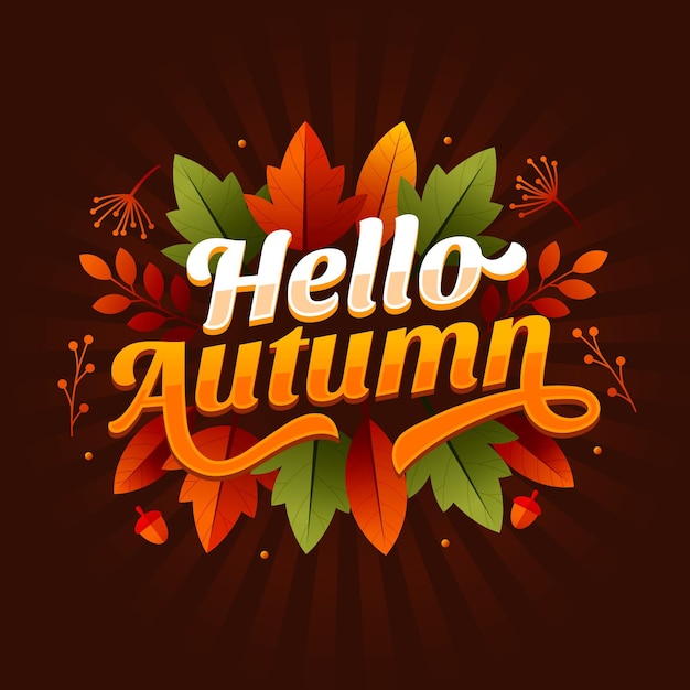 Vettore gratuito ciao lettering autunno disegnato a mano