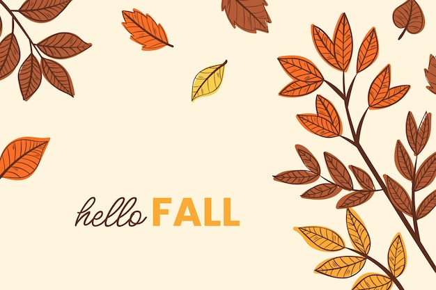 Hand drawn hello fall background for autumn celebration