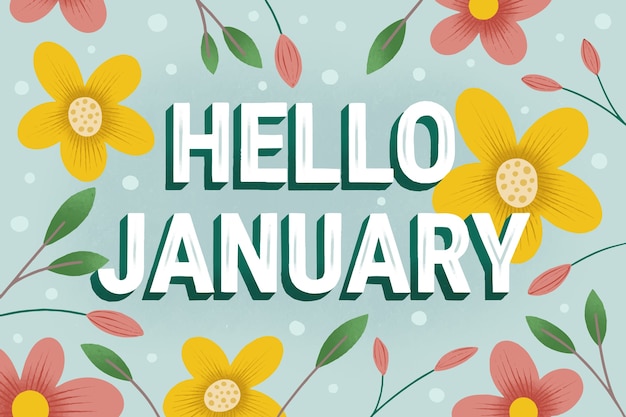 Hand drawn hello january lettering