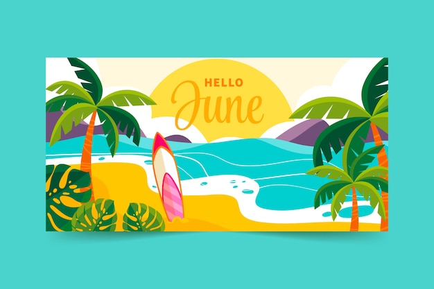 Free vector hand drawn hello june banner