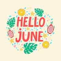 Free vector hand drawn hello june lettering